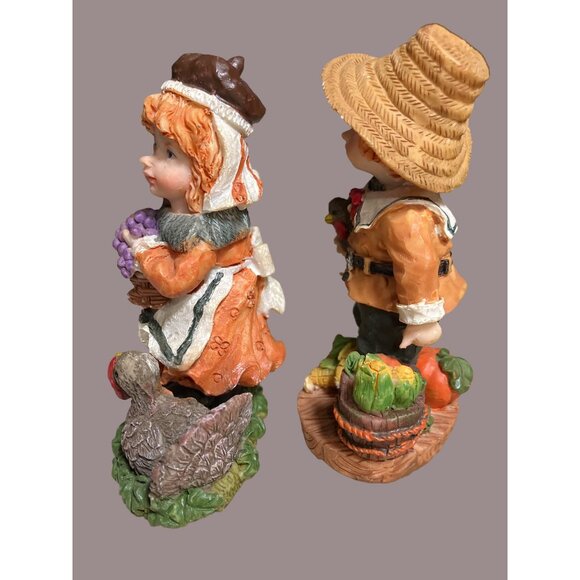 Thanksgiving Pilgrim Boy & Girl Figurines Set - Harvest Decor By Ks Collection - Picture 8 of 13